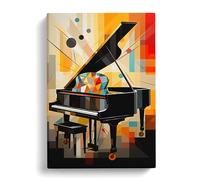 Piano Geometric Art Canvas Print | Gallery Wrapped 30mm Frame Wall Art | 30x20 inches | Ready to Hang | Abstract Music Picture | Living Room Bedroom Lounge Office