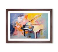 Piano Gestural Framed Print | A2 Walnut Framed Wall Art | Ready to Hang | Eclectic Music Picture | Living Room Bedroom Lounge Office