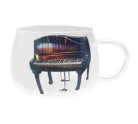 Piano Glass Mug | Breakfast Milk Cup - Glass Tea Cups for Living Room Study Coffee Juice, Beer Milk Drinking Containers