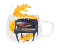 Piano Glass Mug | Breakfast Milk Cup,Musician Coffee Cups, Glass Tea Milk Drinking Containers for Family Friends Lovers