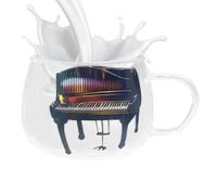 Piano Glass Mug, Water Mugs for Music Lovers, Glass Tea Cups for Living Room Study Coffee Juice, Beer Milk Drinking Containers