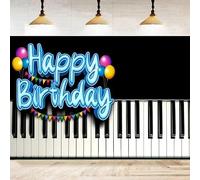 Piano Happy Birthday Photography Backdrop Musical Note Keys Black And Gold Background Baby Shower Party Banner Cake Table Decor 120X80cm