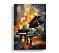 Piano Hard Edge Painting Art No.2 Canvas Print | Gallery Wrapped 30mm Frame Wall Art | 30x20 inches | Ready to Hang | Contemporary Music Picture | Living Room Bedroom Lounge Office