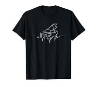 Piano Heartbeat Cool Design for Pianist and Musicians Value Graphic T-Shirt, Men, Black, S