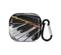 Piano Key Bluetooth Earbuds Case Cover Full Body Shockproof Protection Hard Case Support Wireless Charging with Keychain Personalized Gift for AirPods 3