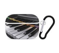 Piano Key Earbuds Organizer Shockproof Protective Airpods Pro Cover with Carabiner Clip Anti Fall Carrying Earphone Case Cover for Airpods Pro 2nd Generation White