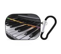 Piano Key Earbuds Organizer Shockproof Protective Airpods Pro Cover with Carabiner Clip Anti Fall Carrying Earphone Case Cover for Airpods Pro 2nd Generation Black