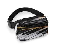 Piano Key Fanny Pack Belt Bag with Adjustable Strap Fashion Waist Bag for Outdoor Sports Hiking, white, 20x13cm, Full Printed Waist Bag