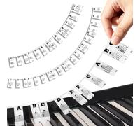 Piano Key Labels Removable, Piano Keyboard Notes for 61 Keys, Black Large Bold Alphabet Silicone Piano Stickers Letters for Beginners