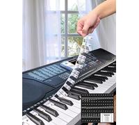 Piano Key Labels,Removable Piano Keyboard Stickers for Beginners,Made of Silicone Rubber,Sharp Flat Staff Paper for Black Keys,Transparent Plan Joined,Elegant Package (61D-B Black Staff Board)