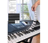 Piano Key Labels,Removable Piano Keyboard Stickers for Beginners,Made of Silicone Rubber,Sharp Flat Staff Paper for Black Keys,Transparent Plan Joined,Elegant Package (61B-B Black Staff Board)
