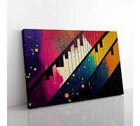 Piano Key Splash Vol.1 Abstract Canvas Wall Art Print Ready to Hang, Framed Picture for Living Room Bedroom Home Office Décor, 50x35 cm (20x14 Inch)