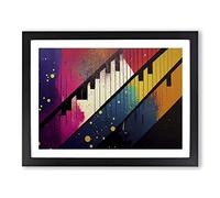 Piano Key Splash Vol.1 Abstract Framed Print | A3 Black Framed Wall Art | Ready to Hang | Abstract Music Picture | Living Room Bedroom Lounge Office