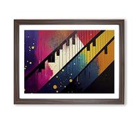 Piano Key Splash Vol.1 Abstract Framed Print | A3 Walnut Framed Wall Art | Ready to Hang | Abstract Music Picture | Living Room Bedroom Lounge Office