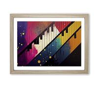 Piano Key Splash Vol.1 Abstract H1022 Framed Print for Living Room Bedroom Home Office Décor, Wall Art Picture Ready to Hang, Oak A4 Frame (34 x 25 cm)