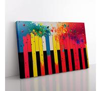 Piano Key Splash Vol.2 Abstract Canvas Wall Art Print Ready to Hang, Framed Picture for Living Room Bedroom Home Office Décor, 60x40 cm (24x16 Inch)