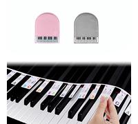 Piano Key Stickers, Colorful Silicone Piano Stickers Removable Reusable Comes For Beginners With Box And Two Cleaning Cloths (Color : Noir)