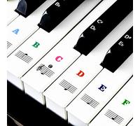 Piano Key Stickers for 37/49/54/61/88 Keys, Music Keyboard Sticker Black & White Key, Electronic Keyboards Note Sticker, Transparent Removable Stickers for Kids Beginners (Colorful)