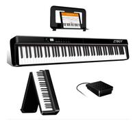 Piano Keyboard,88 Key Full Size Weighted Folding Piano Keyboard,Digital Keyboard Piano with Speakers,Music Stand,Keyboard Stickers,Earphones and Sustain Pedal,for Adult/Kids/Beginner