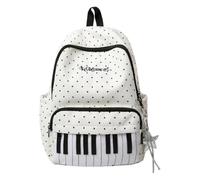 Piano Keyboard Backpack for Women Men Teens Polka Dot Music School Bag Star Pendant Students College Rucksack Bookbag Unisex Adult Women Shoulder Bag for School Travel Concert