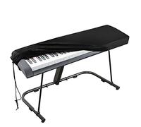 Piano Keyboard Cover, Stretchable Velvet Dust Cover with Adjustable Elastic Cord and Locking Clasp for 61 Keys Electronic Keyboard, Digital Piano, Yamaha, Casio, Roland, Consoles and more(Black)