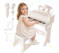 Piano Keyboard for Kids,37-key Toddler Mini Keyboard Stand and Stool Set with Microphone,Kids Portable Musical Instruments Portable,Learning Toys,Birthday Gifts for 2 3 4 5 Year Old Girls Boys,White