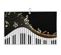 Piano Keyboard Golf Towel, Music Note Microfiber Golf Towels for Golf Bags with Clip Golfer Funny Golf Gift for Men Women 24 x 15inch