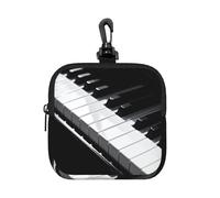 Piano Keyboard Keys Small Waterproof Zipper Pouch-Neoprene Storage Bag for Earbuds, Keychain Clip Case