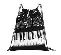 Piano Keyboard Music Note Women Men Gym Sack Durable Drawstring Backpack Foldable Drawstring Bag For Sports Hiking Climbing