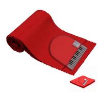 Piano Keyboard Protector Cloth and Glove Set, Red Washable Cover | Superfine Fibre Fabric, Roll-up Storage, Helps Keep Keys Dust-free and Prevent Scratches, for Owners, Teachers, Schools
