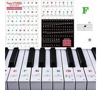 Piano Keyboard Stickers for 37/49/54/61/88 White and Black Keys, Removable Keyboard Stickers, Large Letter Piano Key Stickers with Piano Sheet Music, Transparent & Removable