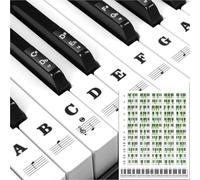 Piano Keyboard Stickers for 37/49/54/61/88 White and Black Keys, Transparent Removable Electronic Piano Note Stickers for Kids Beginners