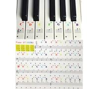 Piano Keyboard Stickers for 88/61/54/49/37 Keys Colorful Large Letter Music Full Set Stickers Transparent Removable Piano Key Notes Labels for Beginners Learning