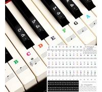 Piano Keyboard Stickers for 88/61/54/49/37 Keys, Piano Notes Overlay, Piano Key Stickers, Keyboard Note Stickers, Transparent and Removablefor Beginners Colorful