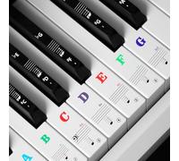 Piano Keyboard Stickers for 88/61/54/49 Key Piano Key Stickers Bold Large Letter Piano Stickers for Learning Transparent and Removable Keyboard Stickers Piano Notes Guide (Colorful)