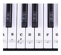 Piano Keyboard Stickers of 37/49/54/61/88 Keys, Piano and Keyboard Music Note Sticker Labels for White and Black, Transparent and Removable for Easy Piano Lessons(Black)