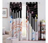 Piano Keys Blackout Curtain W 52" x L 54" Colorful Musical Notes Thermal Insulated Energy Saving Eyelet Room Darkening Curtains for Bedroom living room office 2 Panels