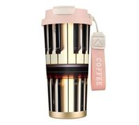 Piano Keys Double Wall Stainless Steel Vacuum Insulated Travel Mug with Splash-Proof Lid Perfect for Camping & On-The-Go