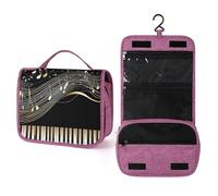 Piano Keys Hanging Toiletry Bag Music Note Travel Wash Bag Cosmetics Makeup Organizer for Women Men Portability Multi-Compartment