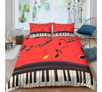 Piano Keys King Duvet Cover Set 3D Printed Musical Note Elements Bedding Set Ultra Soft Microfiber Quilt Cover 220x230 cm for Double Bed with 2 Pillowcases with Zipper C/1301