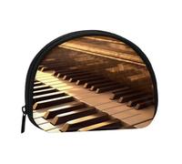 (Piano Keys) Mini Shell Pouch Compact Storage Bag Portable Cosmetic Bag Small Coin Purse With Zipper For Women, Black, One Size, Stylish