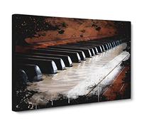 Piano Keys Modern CB Canvas Wall Art Print Ready to Hang, Framed Picture for Living Room Bedroom Home Office Décor, 24x16 Inch (60x40 cm)