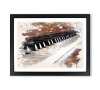 Piano Keys Modern FC Framed Wall Art Print, Ready to Hang Picture for Living Room Bedroom Home Office Décor, Black A2 (64 x 46 cm)