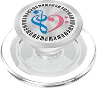 Piano Keys Music Bass Clef Heart Cyan Blue & Bubblegum Pink PopSockets PopGrip for MagSafe