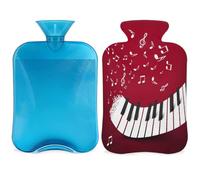 Piano Keys Music Notes Hot Water Bottle with Cover, 2L Hot Water Bag for Pain Relief, Neck Soft and Shoulder, Hand Feet Warmer, Hot and Cold Compress for Adult Kids