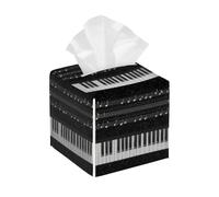 Piano Keys Music Notes Leather Tissue Box Cover, Waterproof PVC Leather Napkin Holder, Decorative Tissue Case for Coffee Table Office Bedroom Kitchen Bathroom Car