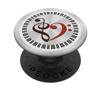 Piano Keys Musical Bass Clef Heart Chestnut Brown & Sienna PopSockets Adhesive PopGrip