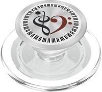 Piano Keys Musical Bass Clef Heart Dark Charcoal & Deep Rust PopSockets PopGrip for MagSafe