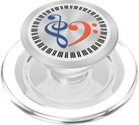 Piano Keys Musical Bass Clef Heart Deep Blue and Orange-Red PopSockets PopGrip for MagSafe