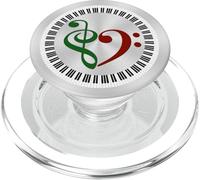 Piano Keys Musical Bass Clef Heart Emerald and Dark Ruby PopSockets PopGrip for MagSafe